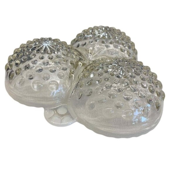 Vintage Clear Glass Divided Serving Dish With Hobnail & Scalloped Design - Picture 3 of 3